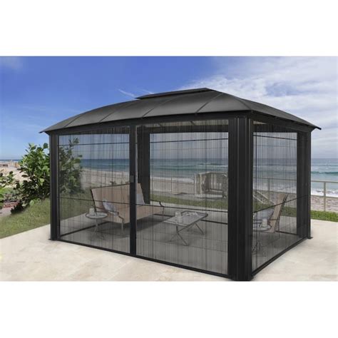 Paragon-Outdoor Black Metal Rectangle Gazebo with Aluminum Roof ...