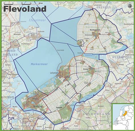 Map of Flevoland with cities and towns - Ontheworldmap.com