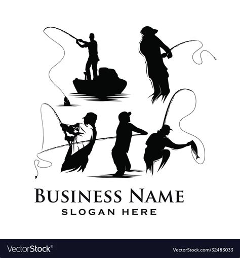 Set fisherman logo Royalty Free Vector Image - VectorStock