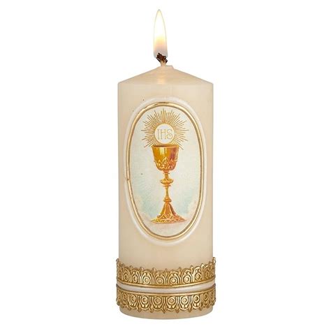 Buy First Communion Pillar Candle Chalice & Host for Catholic Sacrament ...
