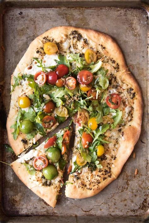 Four Cheese Pizza with Tomato Basil Arugula Salad - House of Nash Eats