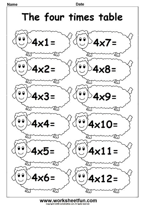 Multiplication Tables 1 12 Printable Worksheets Free