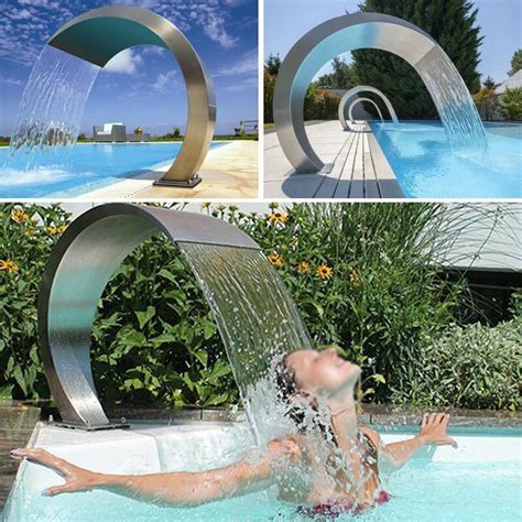 Swimming Pool Waterfall Fountain Stainless Steel Water Fountain Garden Pool Chic | eBay Swimming ...