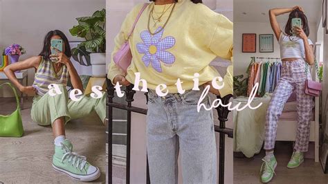 cute & aesthetic clothing haul + outfit ideas 🍭 - YouTube