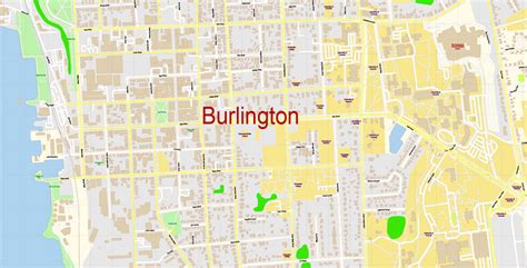 Burlington Vermont US Map Vector Exact City Plan detailed Street Map ...