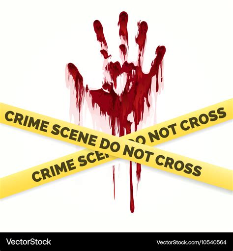 Bloody handprint and police crime scene Royalty Free Vector