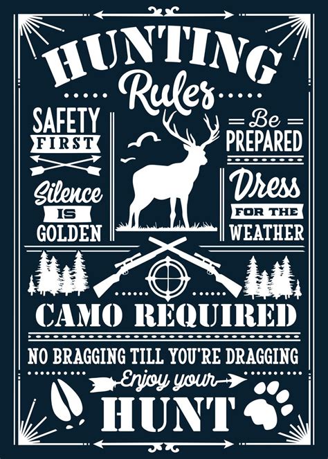 'Hunting Rules Vintage' Poster, picture, metal print, paint by StonerPlates | Displate