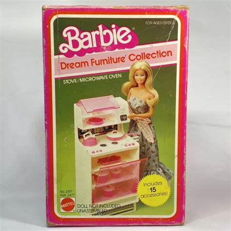 VINTAGE 1982 BARBIE Dream House Furniture Kitchen Stove Microwave Oven Pink Box $25.99 - PicClick