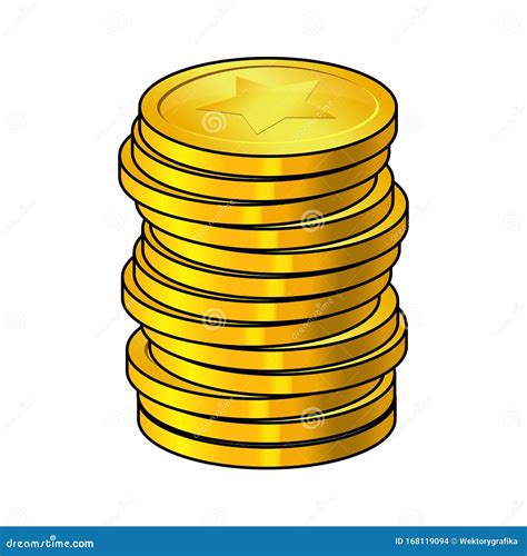 Pile of Gold Coins Cartoon Vector Illustration Isolated on White Background. Cash Heap, Golden ...