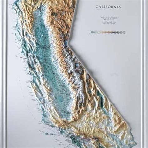 3D Map Of California Topographic Maps For Sale Raised Relief - California Maps For Sale ...