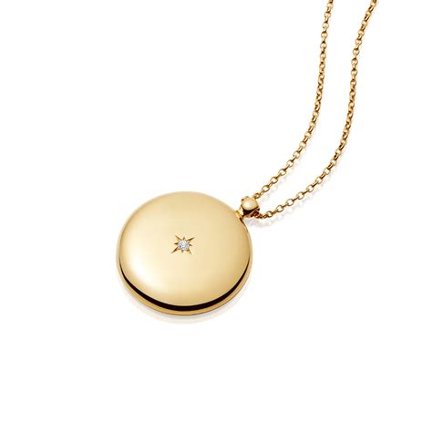 White Sapphire Large Astley Locket Necklace | Yellow Gold Vermeil | Astley Clarke Picture Locket ...