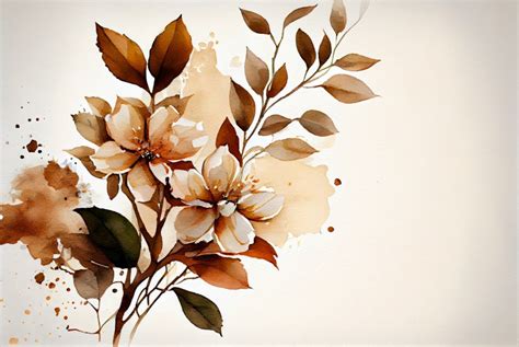 Free Watercolor Brown Flower on White Background Image