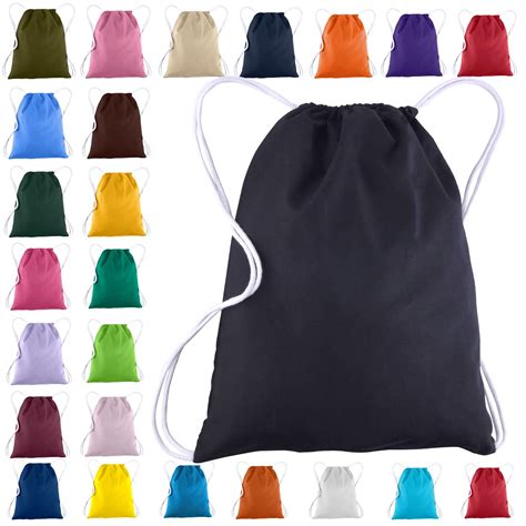 Cotton Canvas Drawstring Backpacks Bags - 12 Pack - Bulk Pack ...