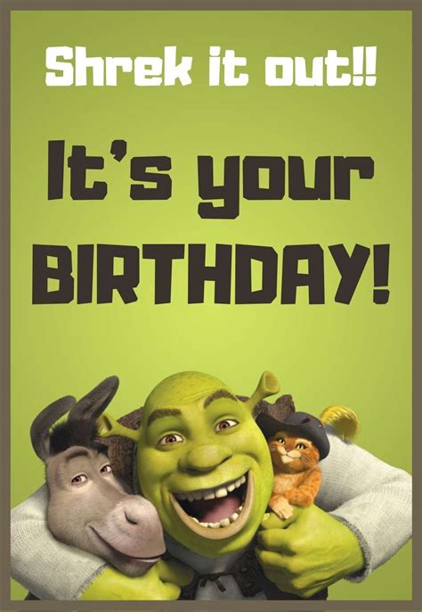 shrek it out its your birthday card with an image of two men hugging each other