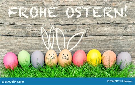 Nettes Häschen Ostereier Glücklicher Ostern Deutscher Frohe Ostern Stockbild - Bild von häschen ...