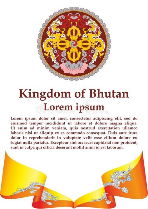 Flag of Bhutan, Kingdom of Bhutan. Template for award design, an ...