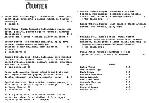 Menu - The Counter