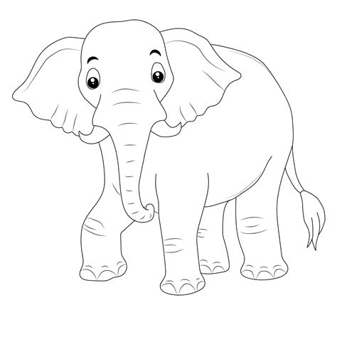 Elephant coloring page for kids Hand drawn elephant outline illustration 23002280 Vector Art at ...