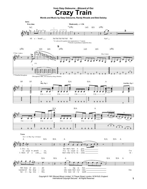 Crazy Train | Sheet Music Direct