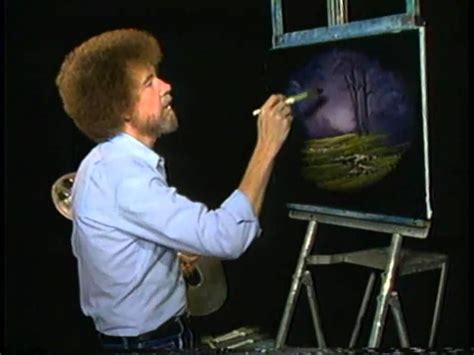 Bob Ross and "The Joy of Painting:" A thin paint will stick to a think p... | Bob ross art, Bob ...