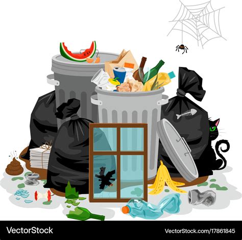 Pile of garbage isolated in white littering waste Vector Image