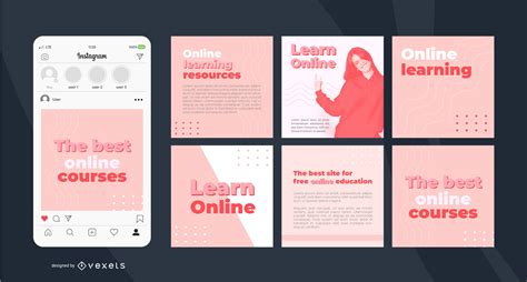 Simple Online Learning Instagram Post Template Vector Download