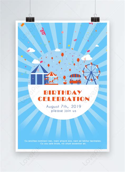 Amusement park birthday theme poster template image_picture free ...