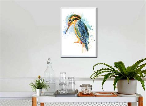 Kingfisher Bird Printable Watercolor Painting Fauna - Etsy