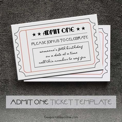 These printable admit one tickets can be personalized with the details ...