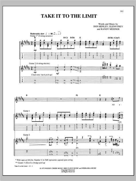 Take It To The Limit Sheet Music | Eagles | Guitar Tab