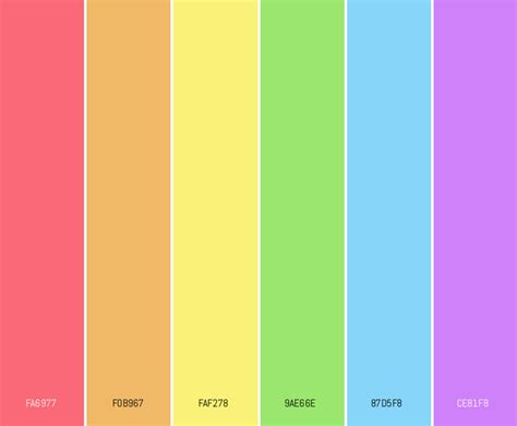 Bright Pastels Rainbow - Pastel Color Palettes