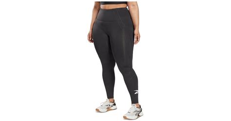 Reebok Synthetic Plus Size Workout Ready Vector Leggings in Night Black ...