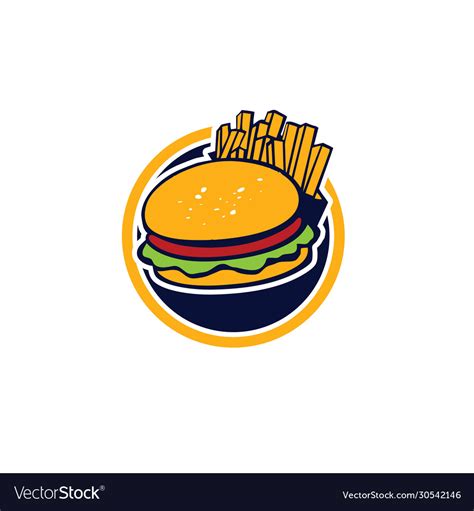 Special burger and fries logo design snack food Vector Image