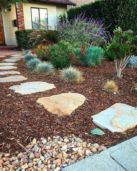 Mulch or bark make an inexpensive and attractive ground cover that is low ma… | Front yard ...