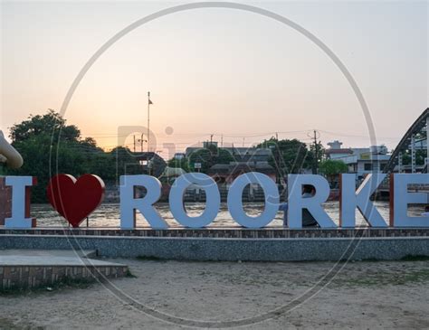 Image of "I love Roorkee" symbol near Ganga canal-AW802113-Picxy