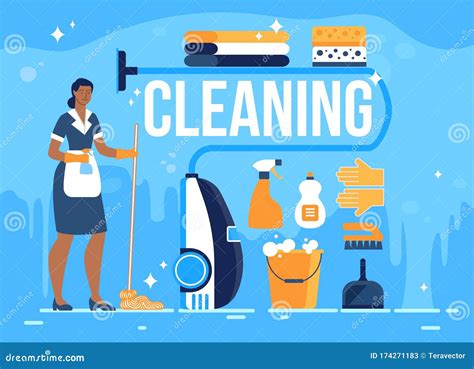 Hotel Room Cleaning Service Flat Vector Banner Stock Vector - Illustration of concept, clean ...