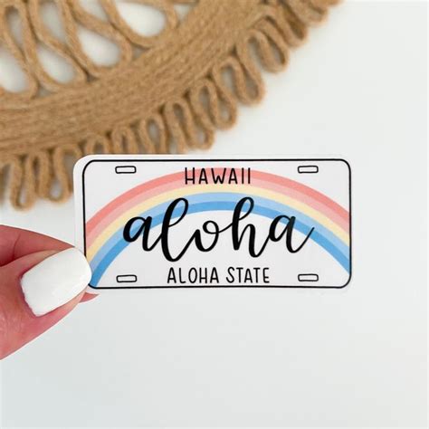 Aloha License Plate Sticker Hawaii License Plate Sticker Rainbow ...