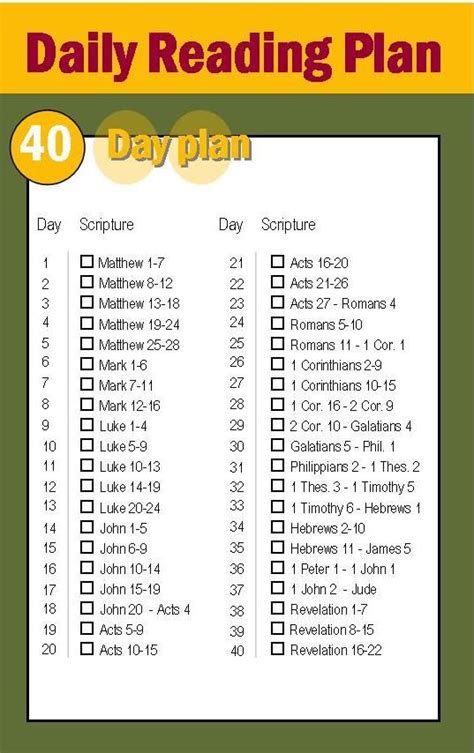 Printable Bible Reading Plan