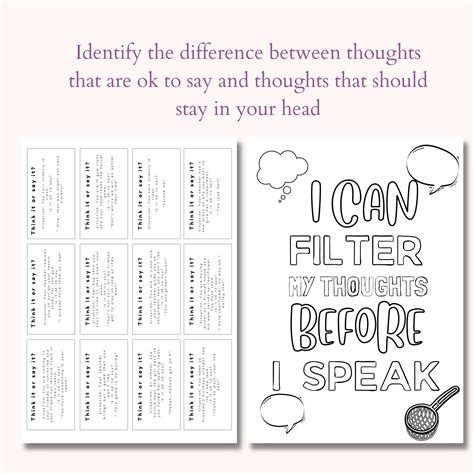 Think It or Say It Worksheets Social Filter Activities - Etsy