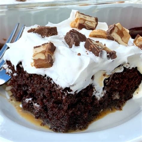 Easy Snickers Bar Cake - Plowing Through Life