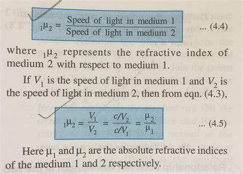 Refractive index of medium 2 with respect to medium 1 means: