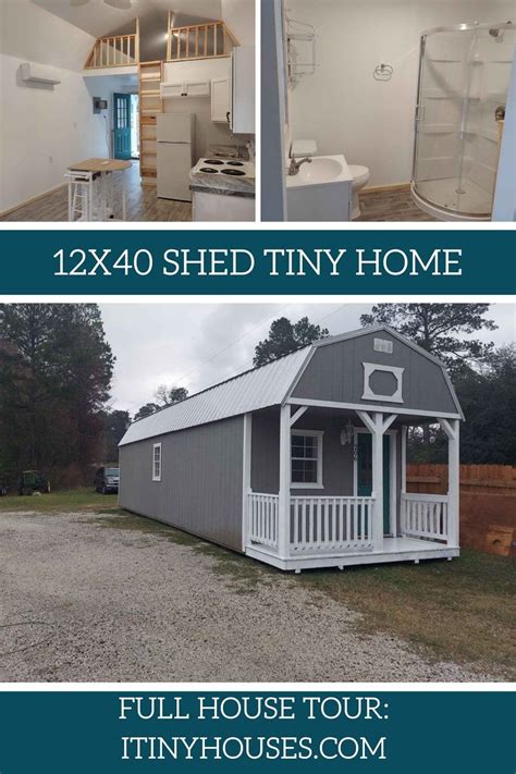 12x40 Tiny Home Has Main Floor Bedroom and Welcoming Style | Shed to tiny house, Shed tiny home ...