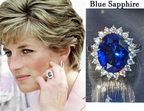 Princess Diana Replica Ring 5ct Blue Sapphire With Diamond Halo Royal ...