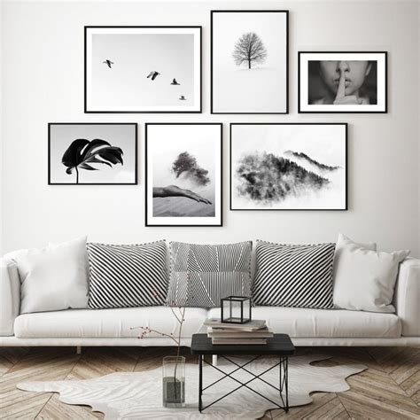 Set of 6 Wall Art Black and White Wall Art Prints Monochrome | Etsy