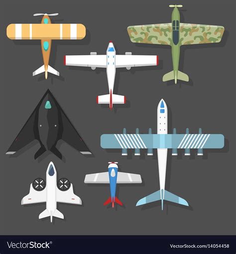 Airplane top view and aircraft Royalty Free Vector Image