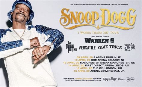 Snoop Dogg “I Wanna Thank Me” Tour Tickets - The O2 Arena, London - 15 ...