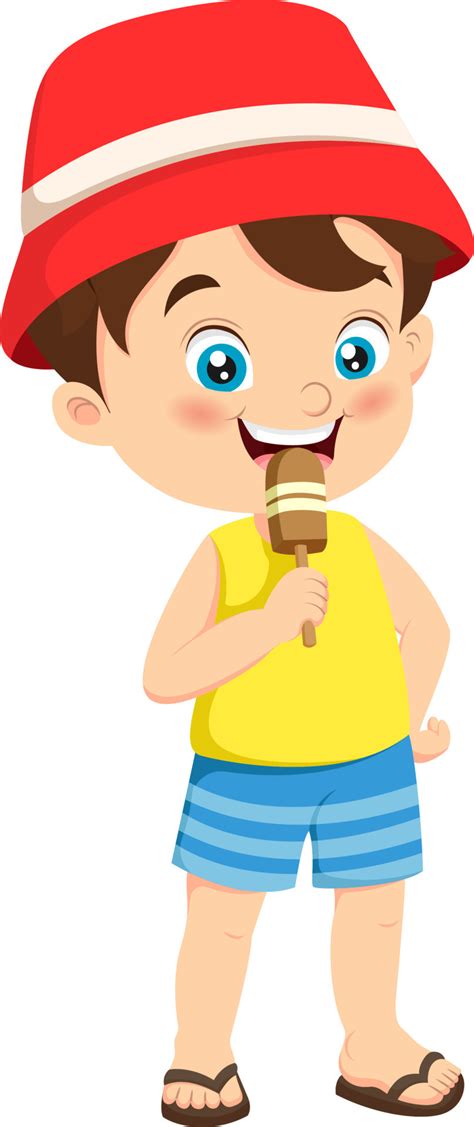 Cute little boy cartoon eating ice cream 7867152 Vector Art at Vecteezy