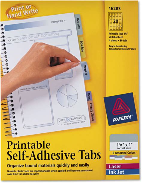 Amazon.com : Avery 16283 Printable Tabs, Self-Adhesive, 80/PK, 1-3/4 ...