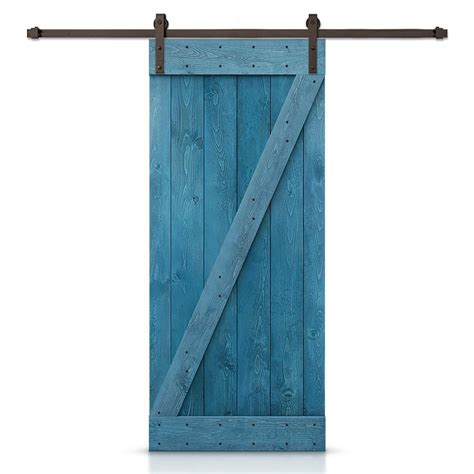 CALHOME Z Bar Series 30 in. x 84 in. Solid Ocean Blue Stained DIY Pine ...