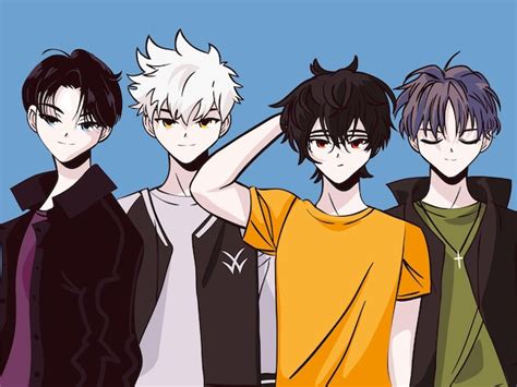 Premium Vector | Anime group young men